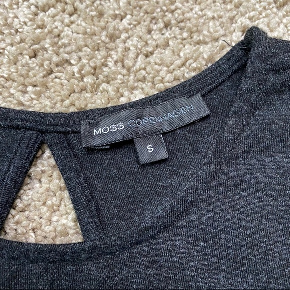 Moss Copenhagen Gray Open Back Long Sleeve Tee Top Noomi Wool - Picture 2 of 6